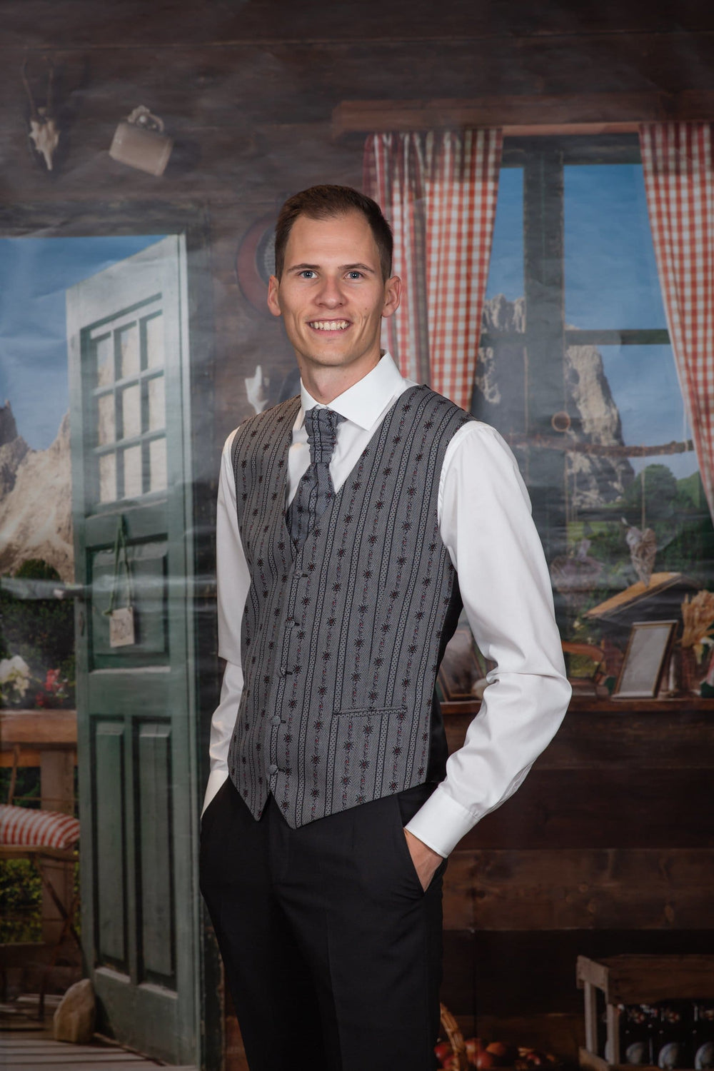 Edelweissgilet "Peter" anthrazit